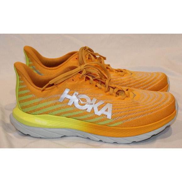 NEW Hoka One Men's MACH 5 RUNNING‎ SNEAKERS RYEP ORANGE YELLOW SZ 12.5 NIB